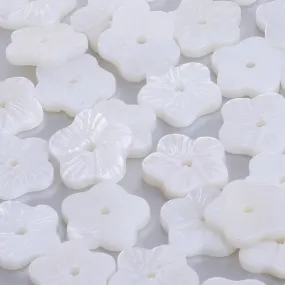 10mm Mother Pearl Shell White Natural Pearl Unique Shape Shell Flower Beads central hole 1mm diy beautiful jewelry 10pcs