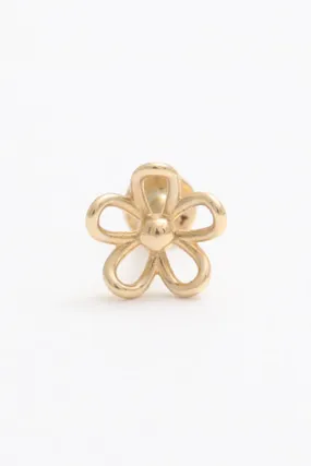 14K 18K Solid Gold Daisy Flower Externally Threaded Flat Back Earring Labret