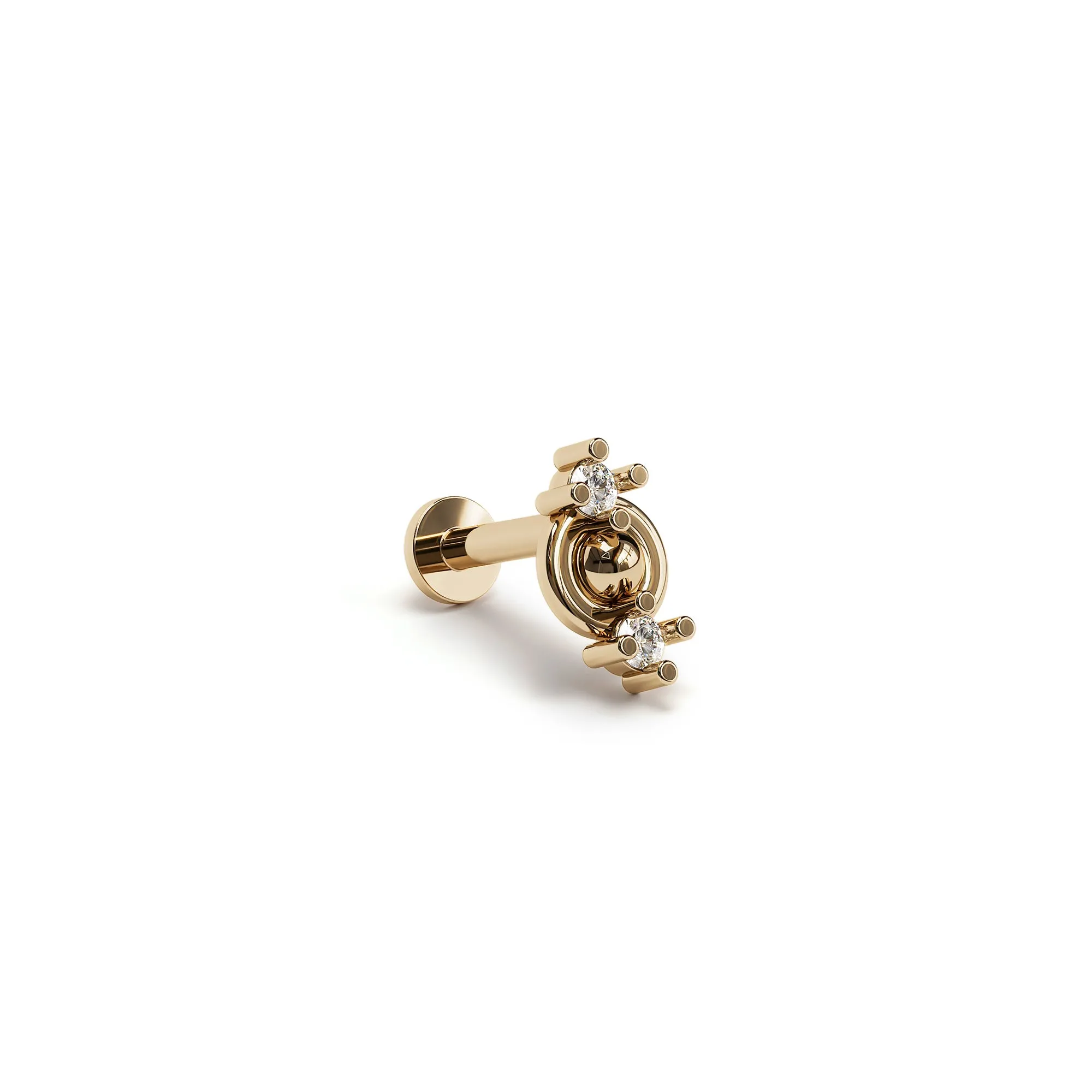 14K Gold Double Diamond Stud