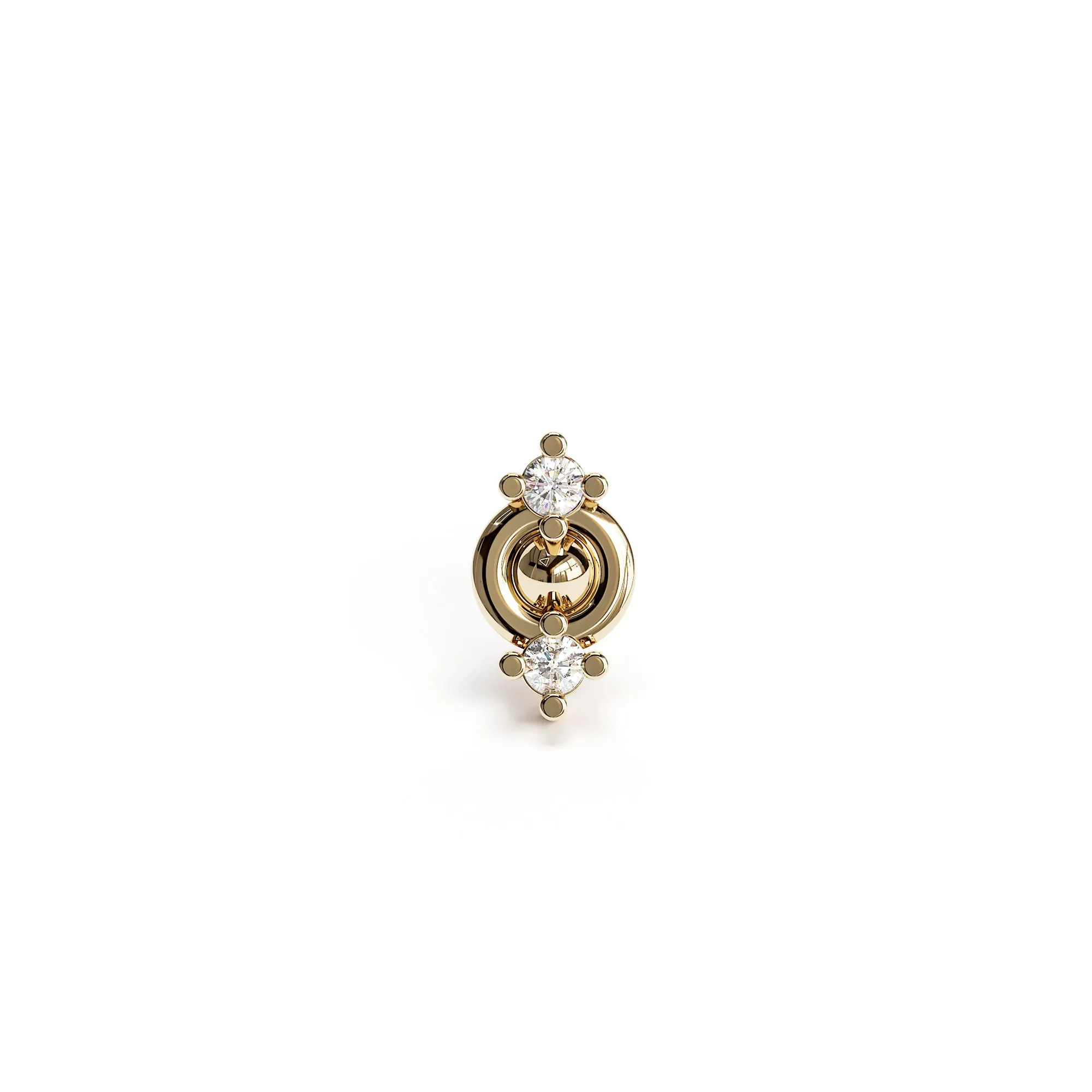 14K Gold Double Diamond Stud