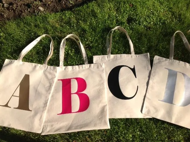 ABC Personalised Initial Canvas Tote Bag