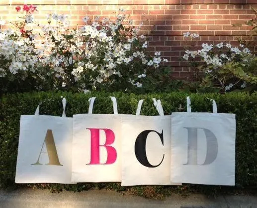 ABC Personalised Initial Canvas Tote Bag