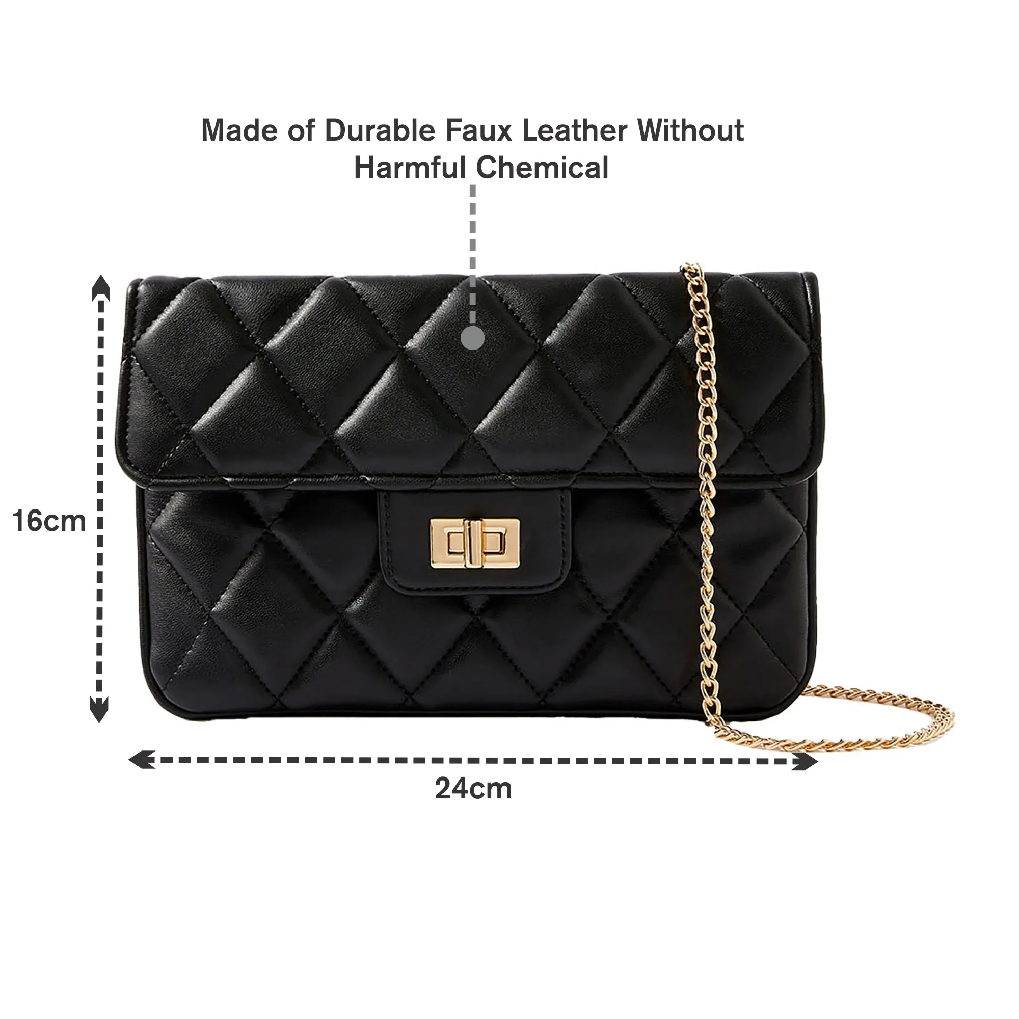 Accessorize London Women's Black Quilted Clutch Bag