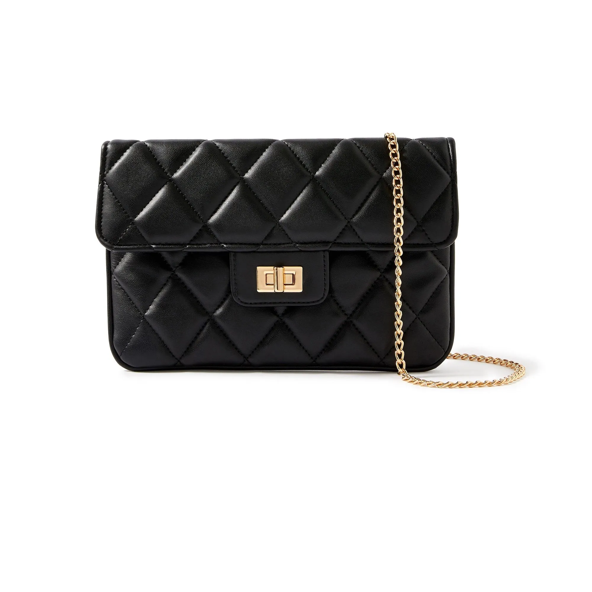 Accessorize London Women's Black Quilted Clutch Bag