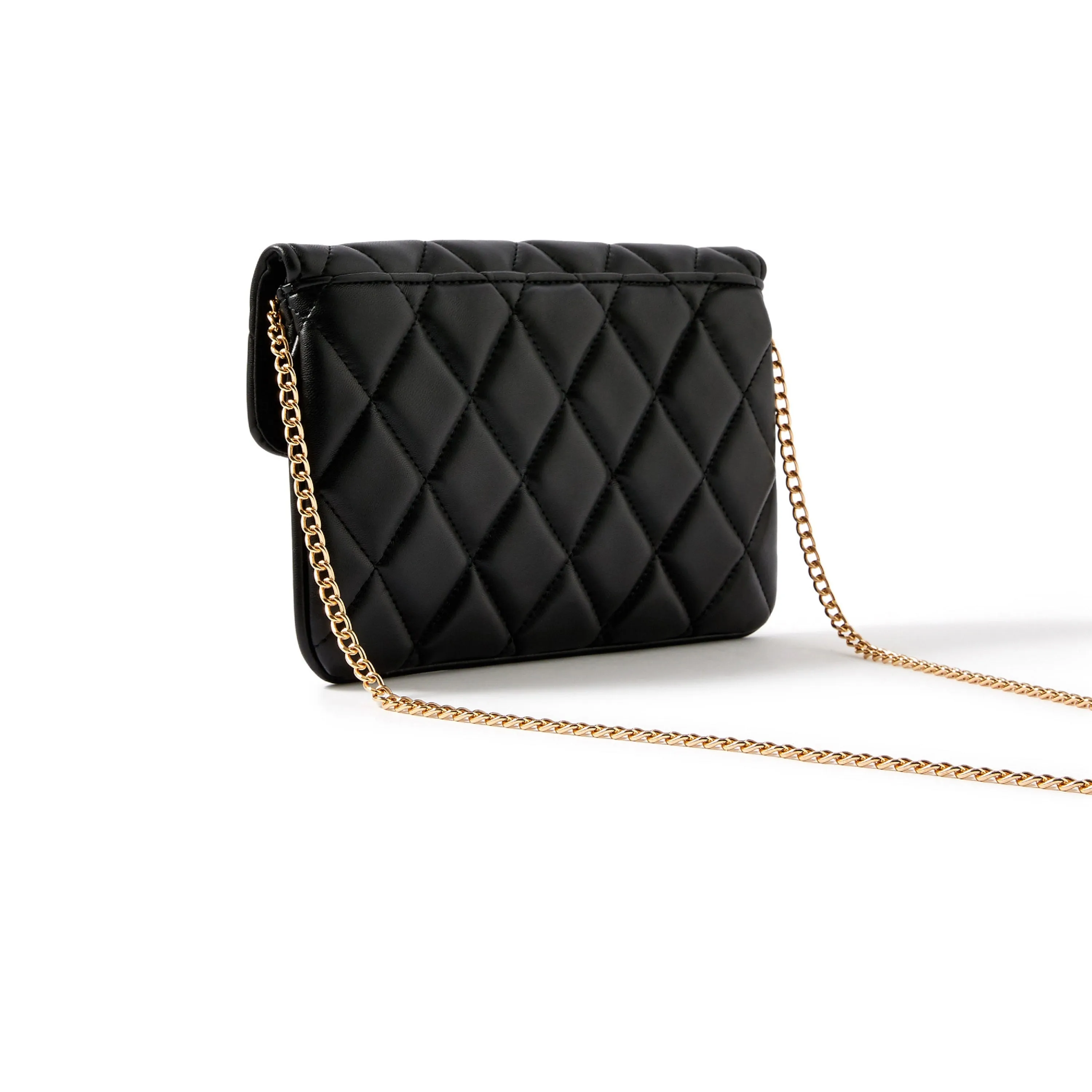 Accessorize London Women's Black Quilted Clutch Bag