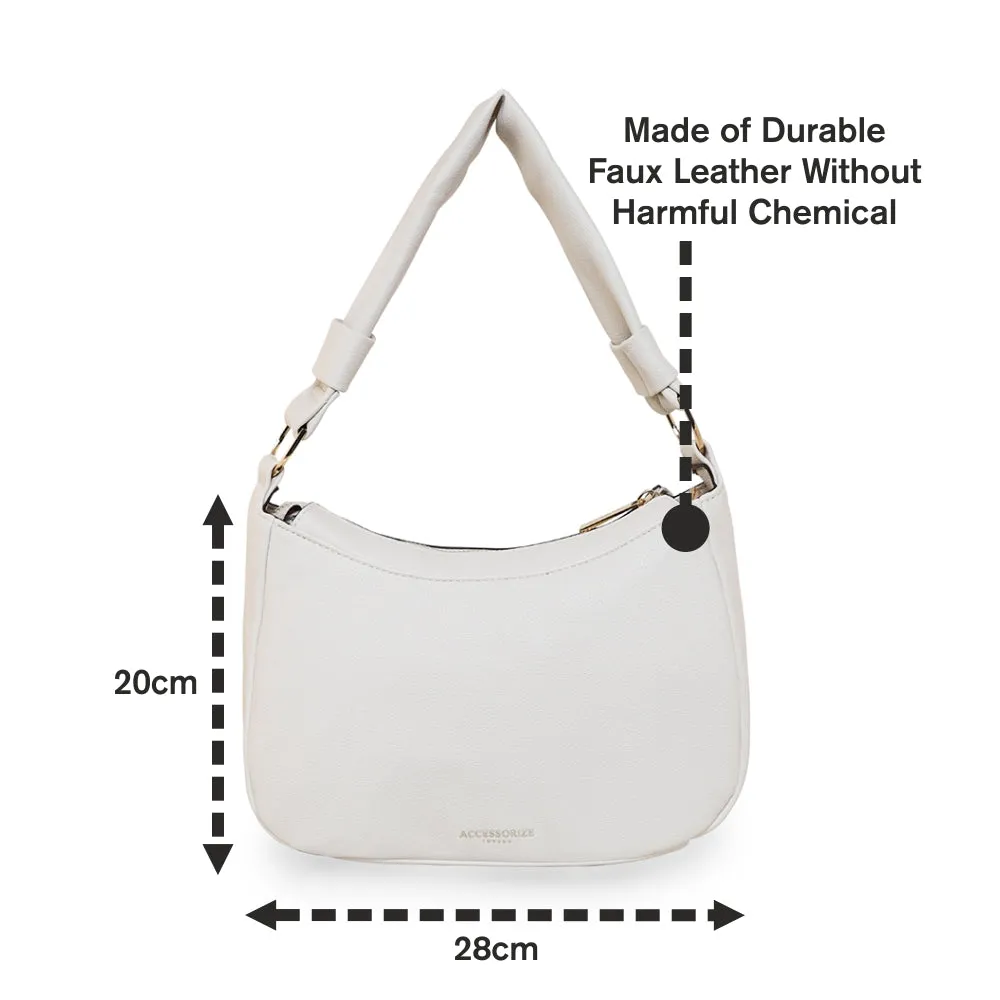 Accessorize London Women's Cream Faux Leather Small scoop shoulder bag