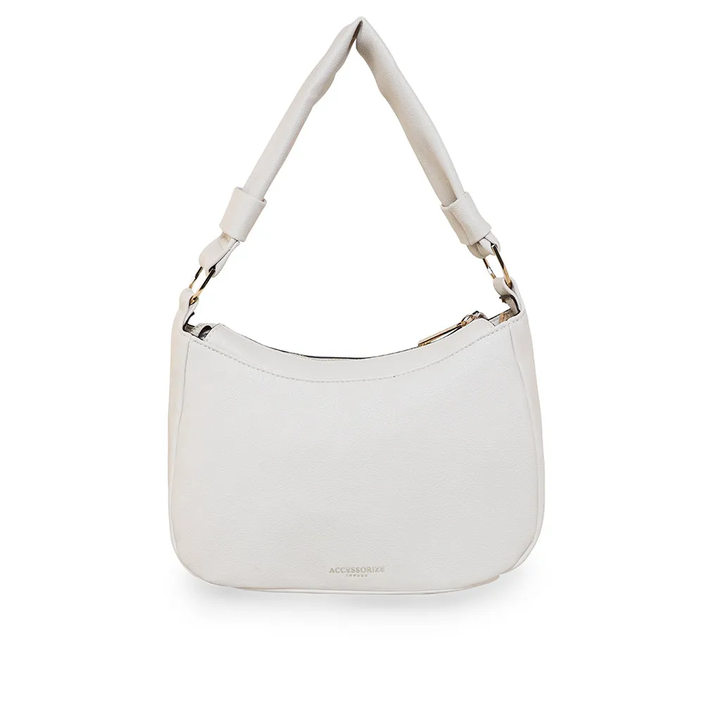 Accessorize London Women's Cream Faux Leather Small scoop shoulder bag