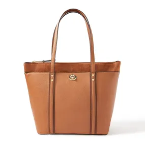 Accessorize London Women's Faux Leather Tan Maddox Tote