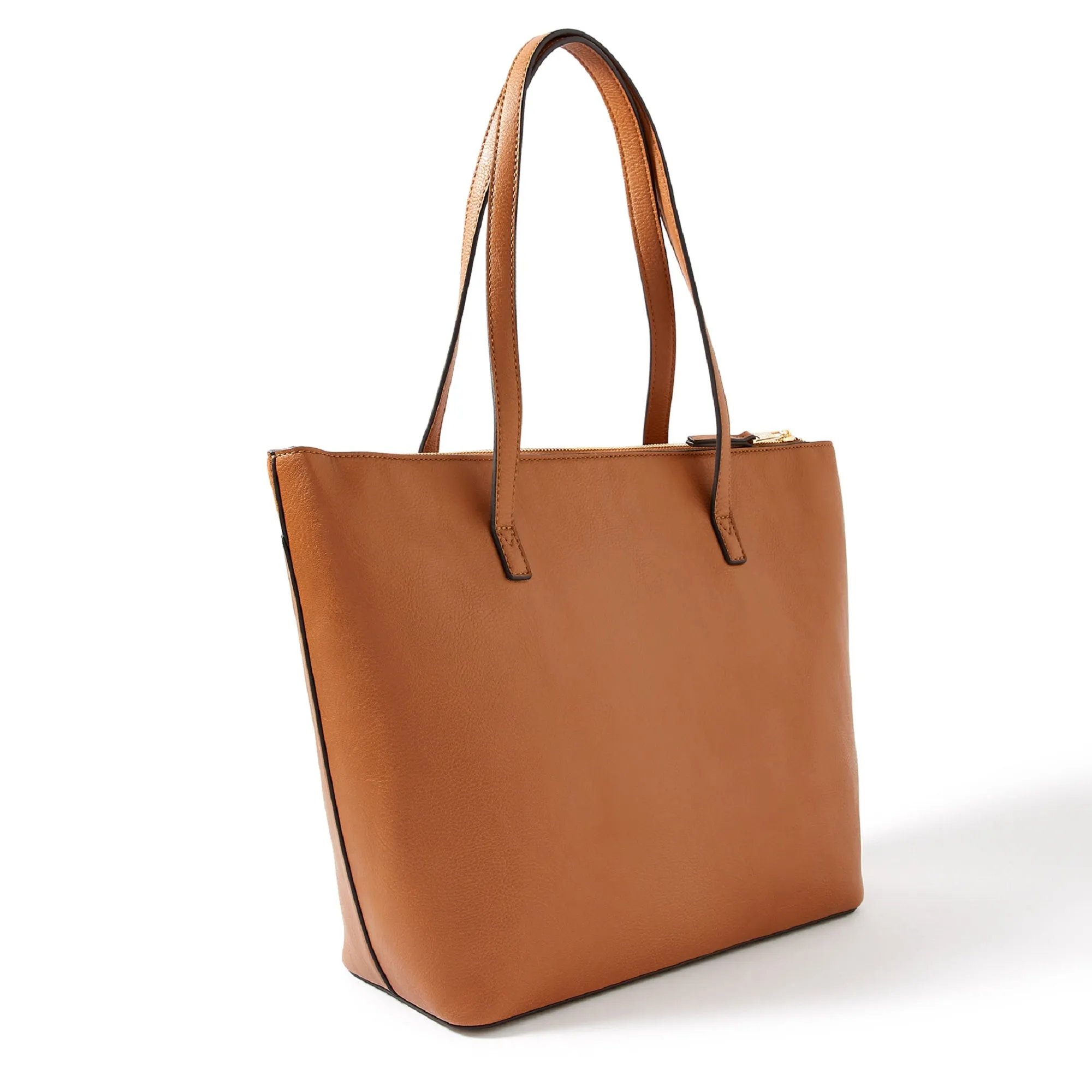 Accessorize London Women's Faux Leather Tan Maddox Tote