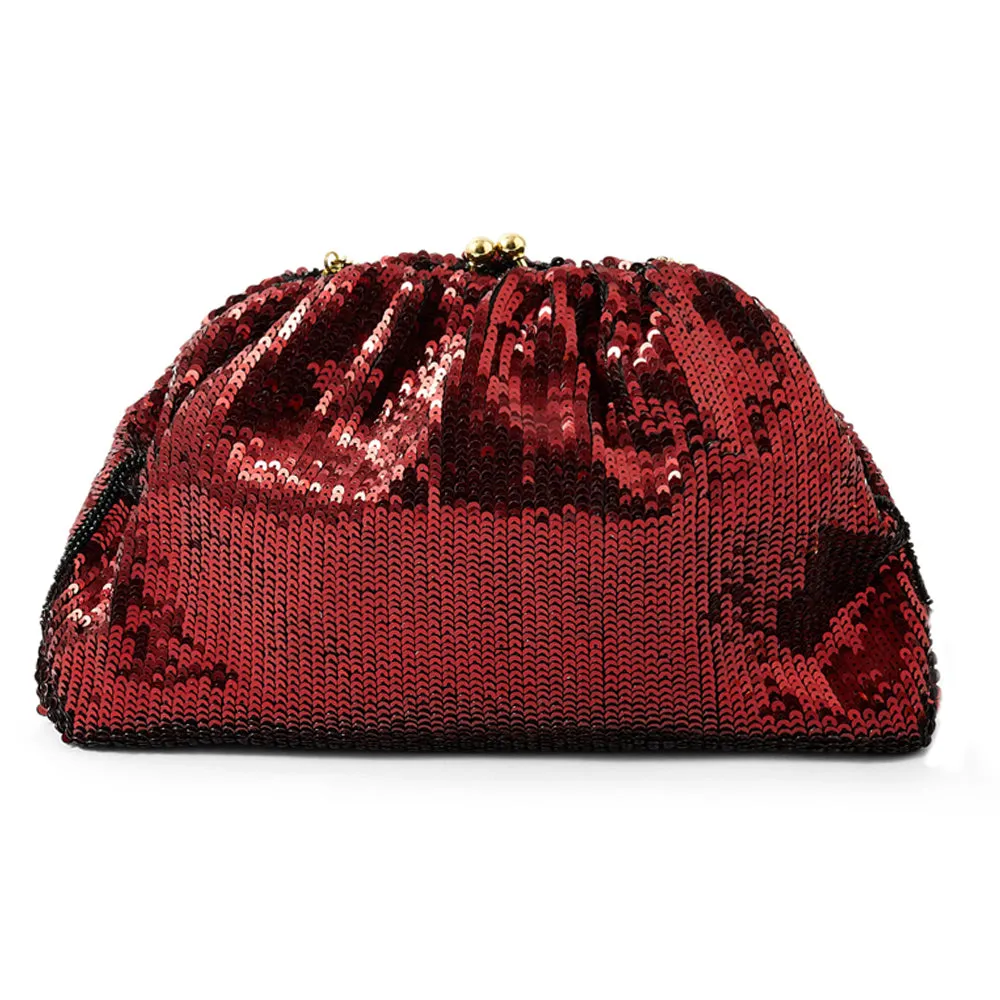 Accessorize London Women's Red Sasha Sequin Clutch