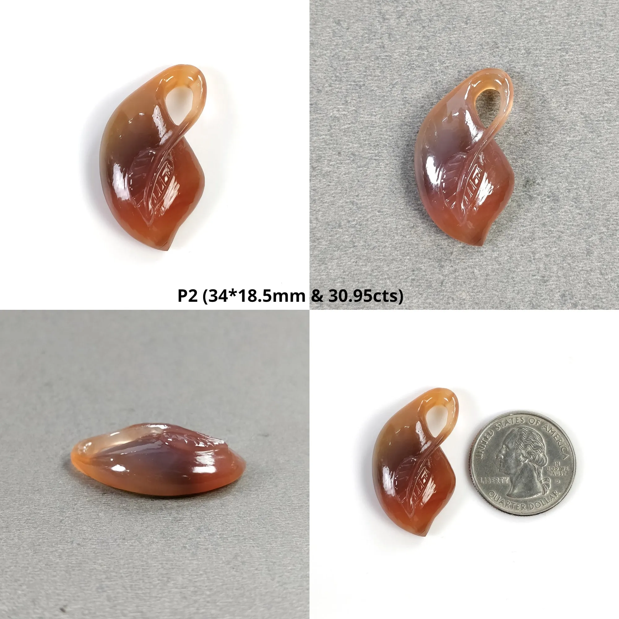 AGATE Gemstone Carving : Natural Untreated Unheated Orange Agate Hand Carved SEA SHELL And Uneven Shape Carving