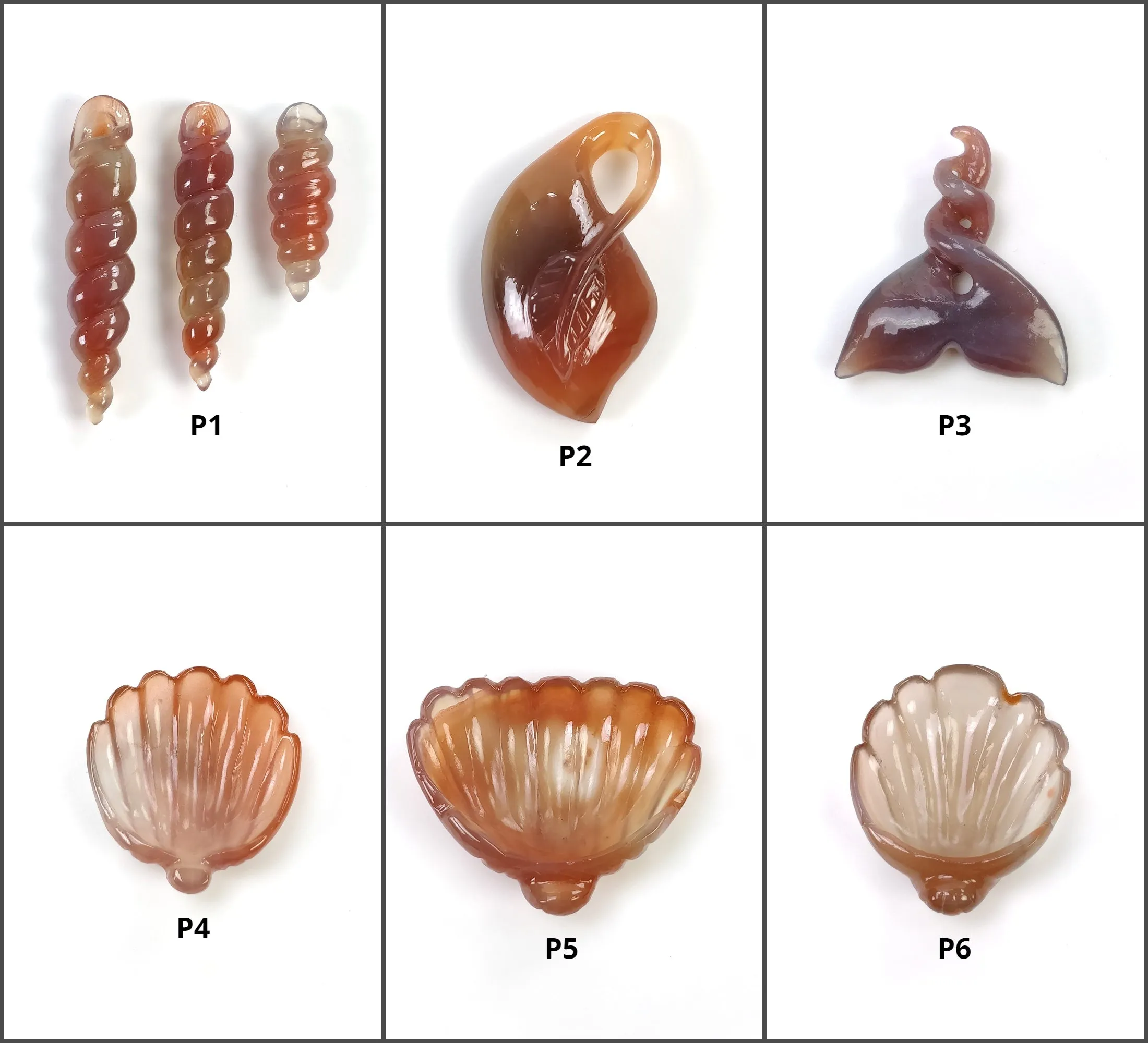 AGATE Gemstone Carving : Natural Untreated Unheated Orange Agate Hand Carved SEA SHELL And Uneven Shape Carving