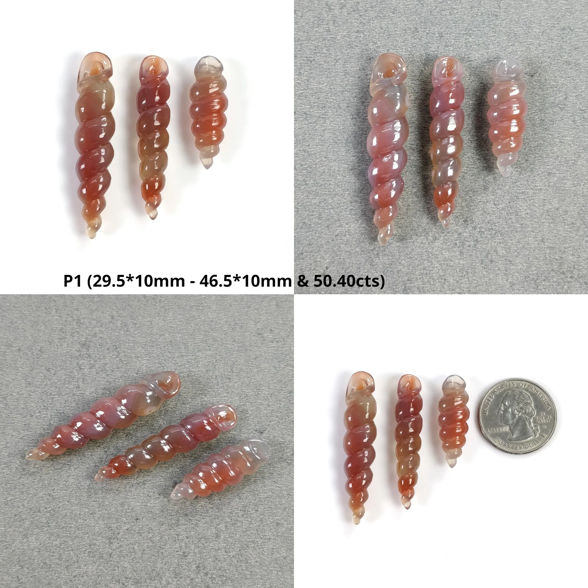 AGATE Gemstone Carving : Natural Untreated Unheated Orange Agate Hand Carved SEA SHELL And Uneven Shape Carving