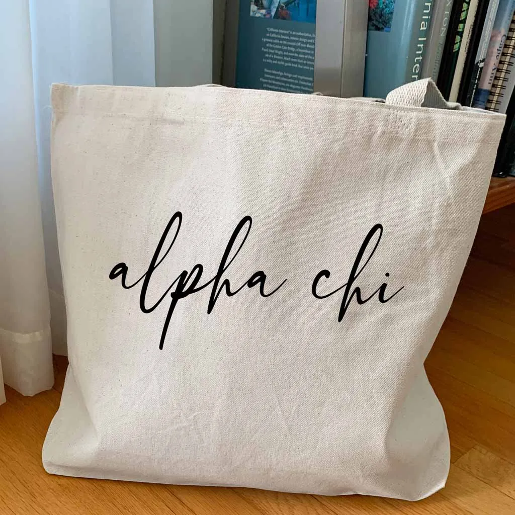 Alpha Chi Omega Script Writing Nickname Canvas Tote Bag