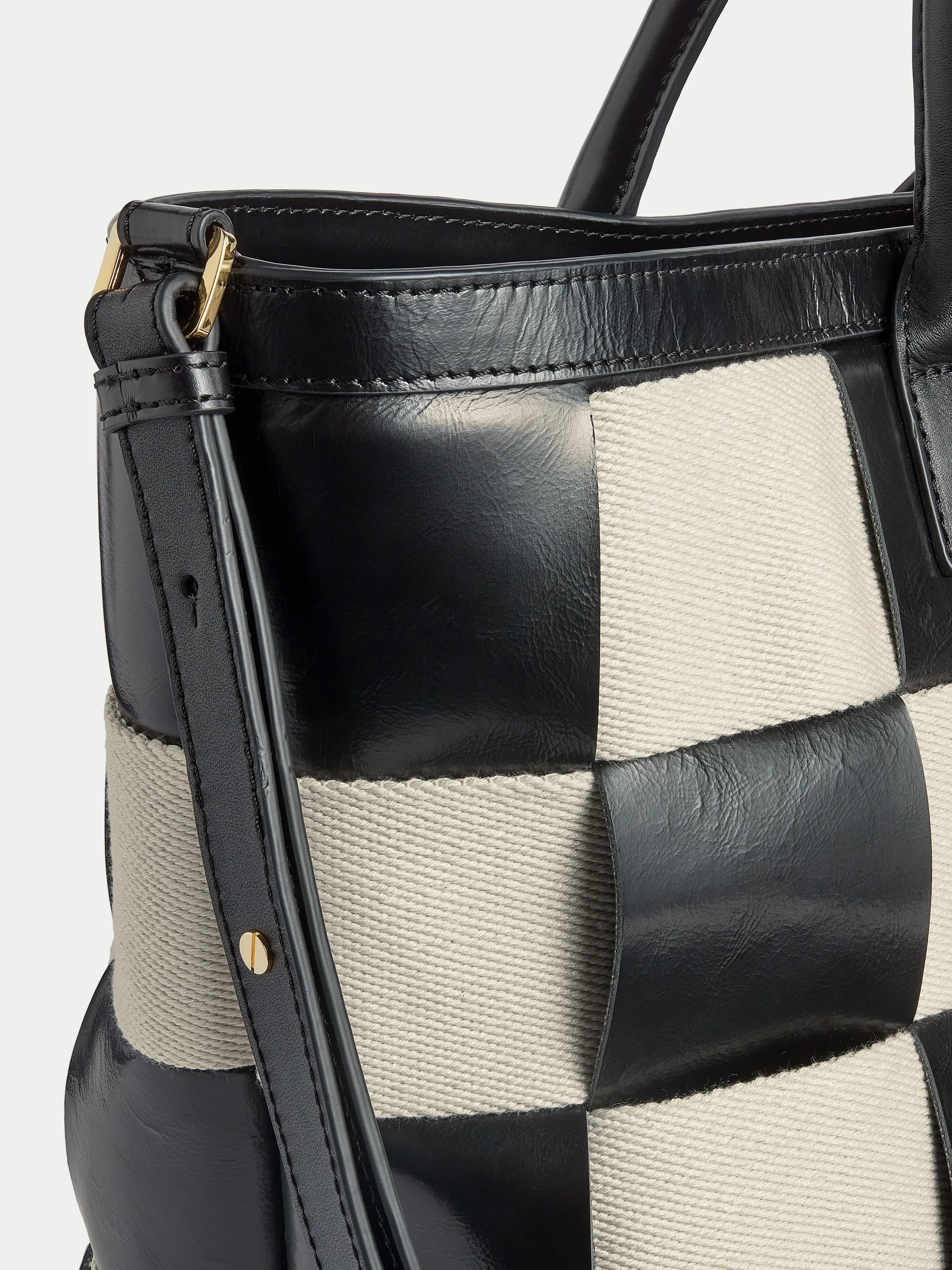 Amara Checker Woven Tote | Black