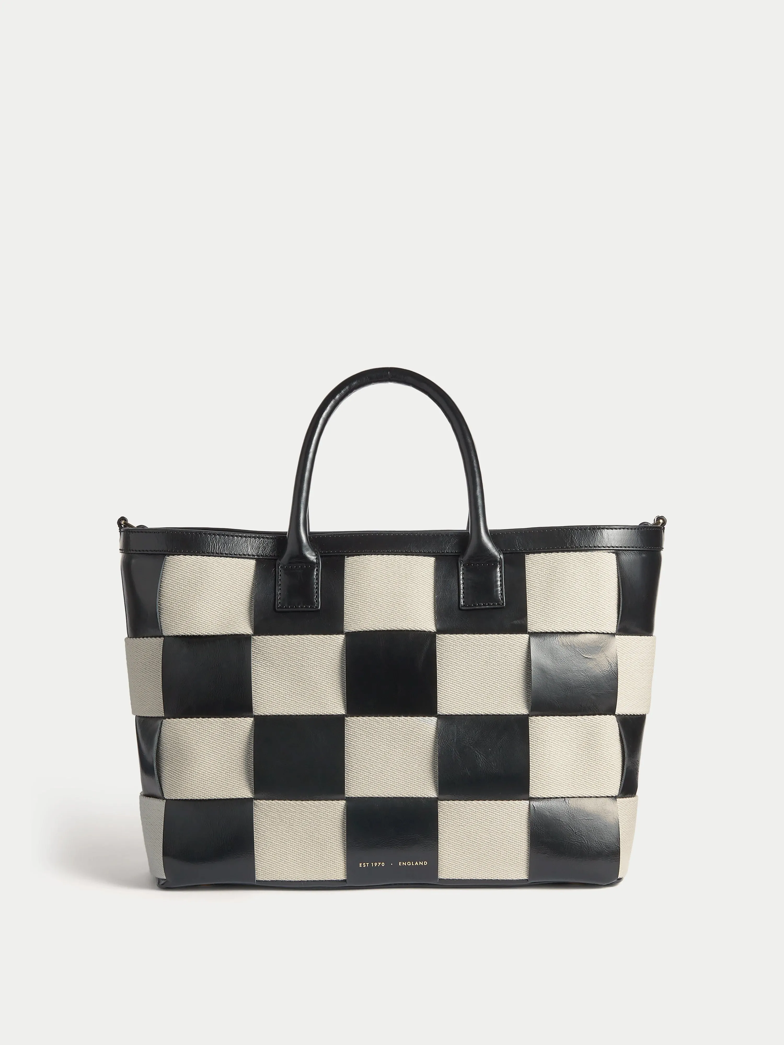 Amara Checker Woven Tote | Black