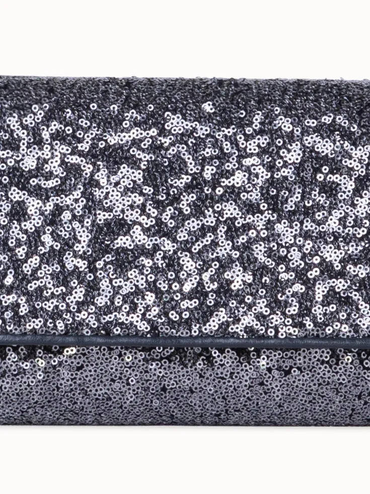 Anouk Mini Clutch aus Leder mit Pailletten