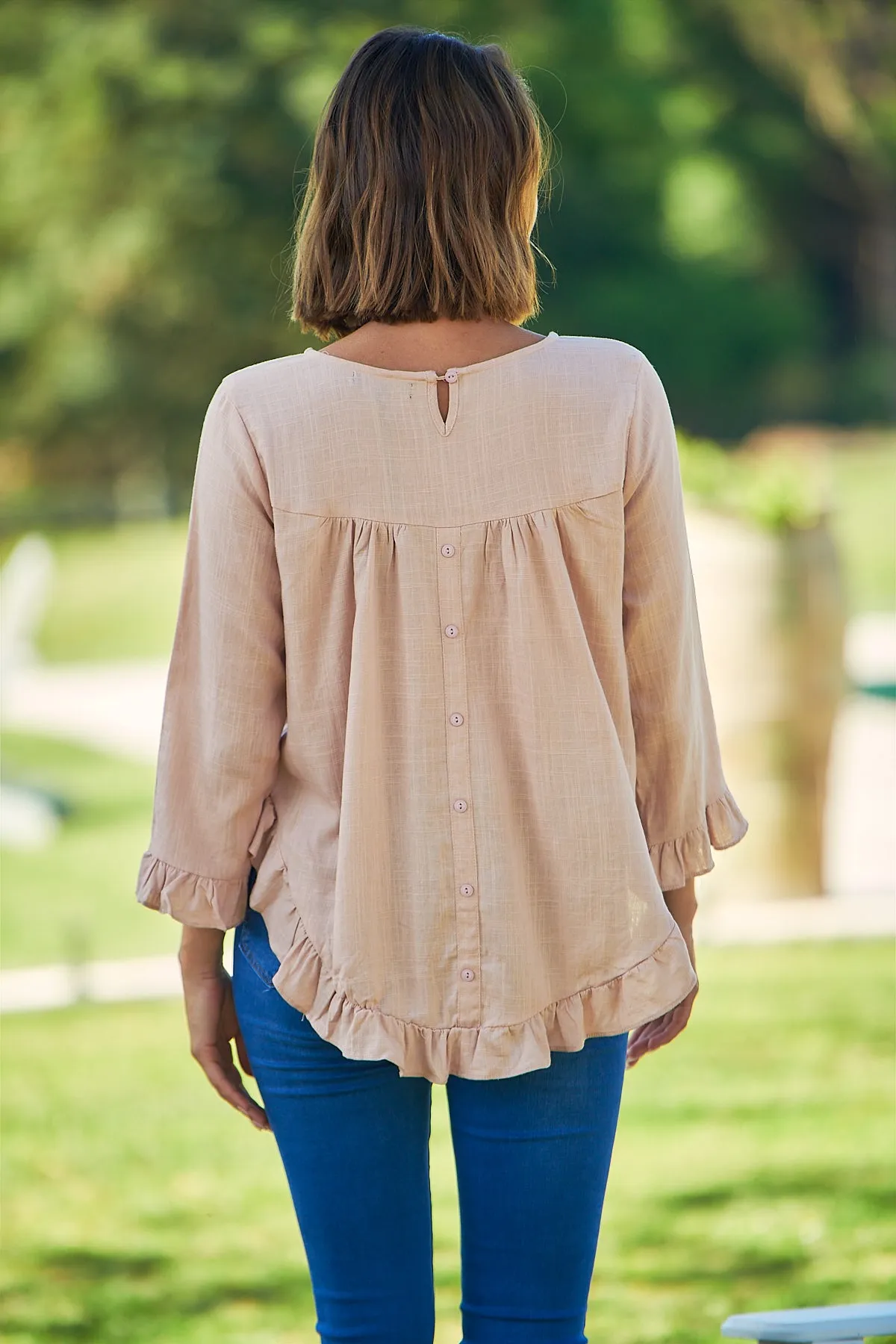 Aries Long Sleeve Pink Linen Top