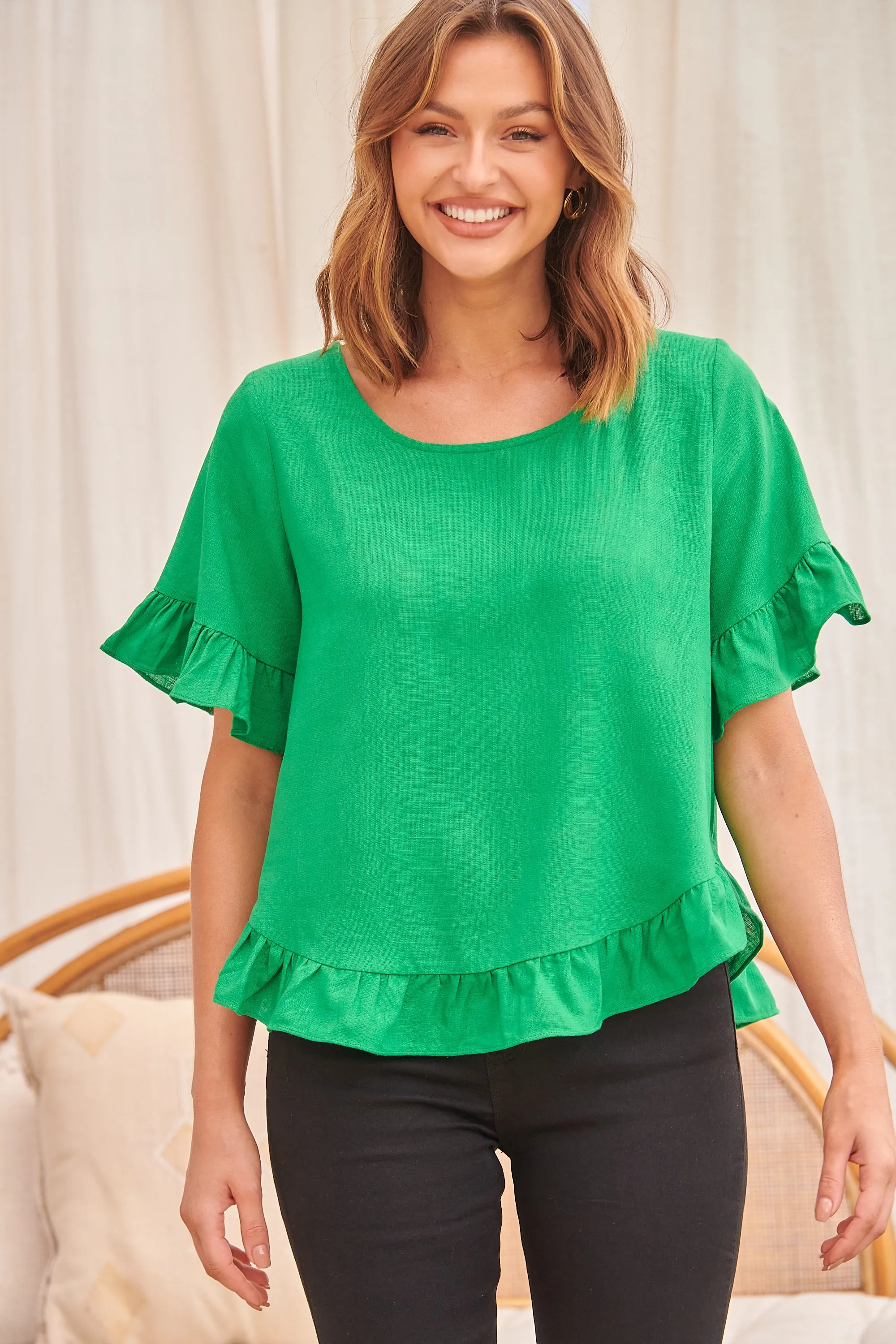 Aries Shamrock Green Linen Tee