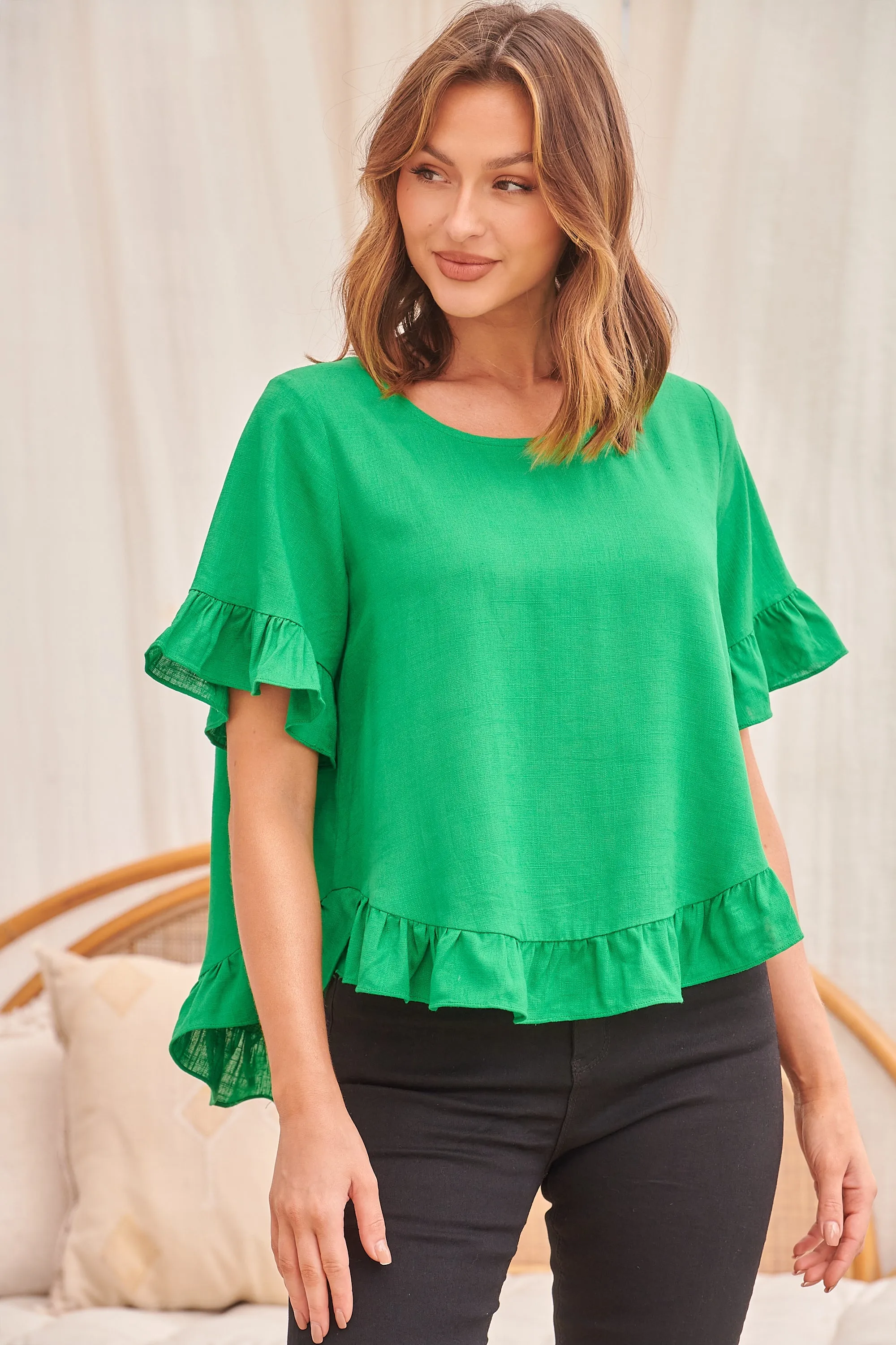 Aries Shamrock Green Linen Tee