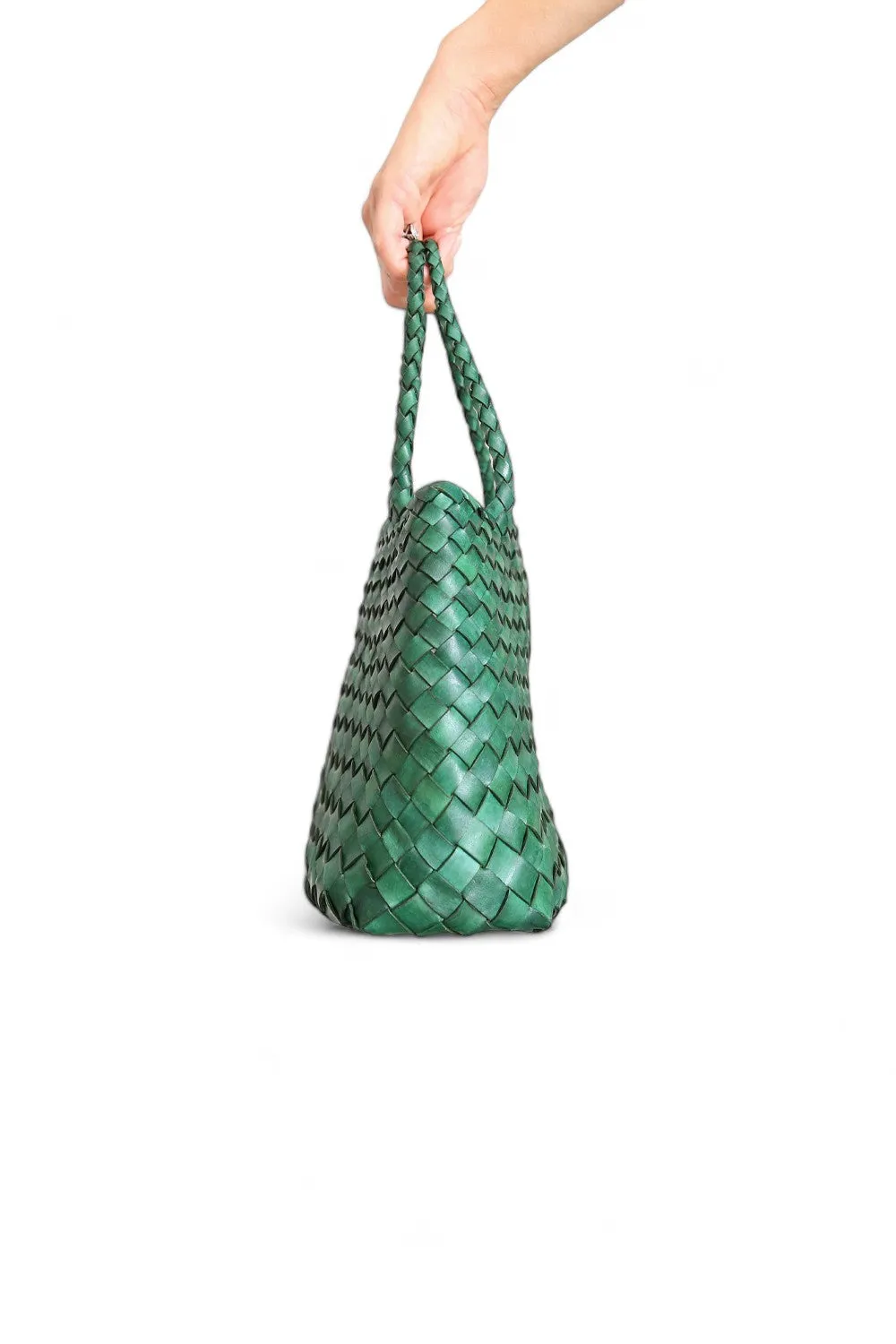 ART N' VINTAGE TESSERRE BASKET LEATHER BAG JADE