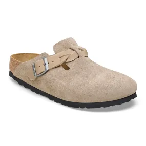 BIRKENSTOCK BOSTON BRAIDED SUEDE LEATHER TAUPE