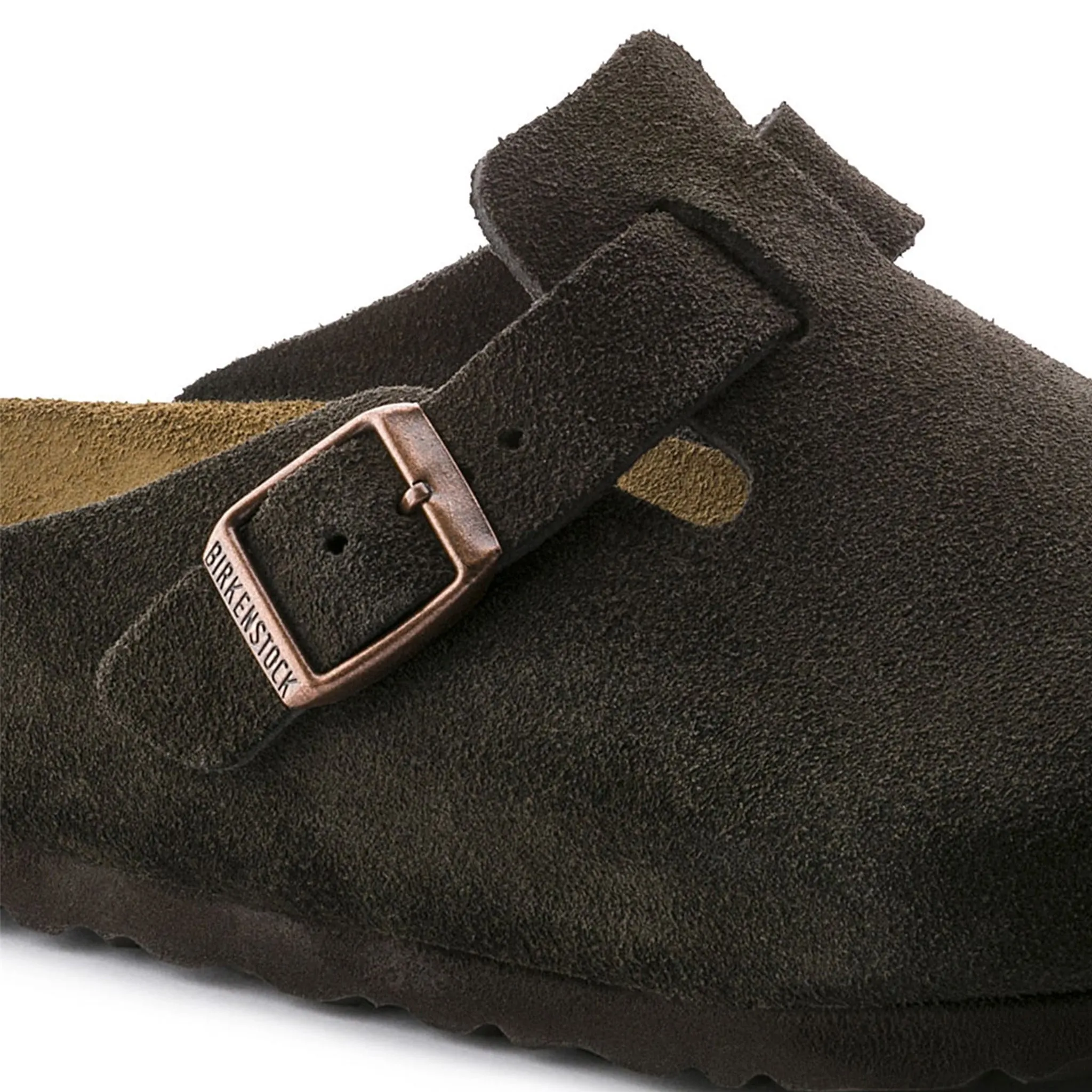 Birkenstock Boston Suede Flat Sandals Mocha