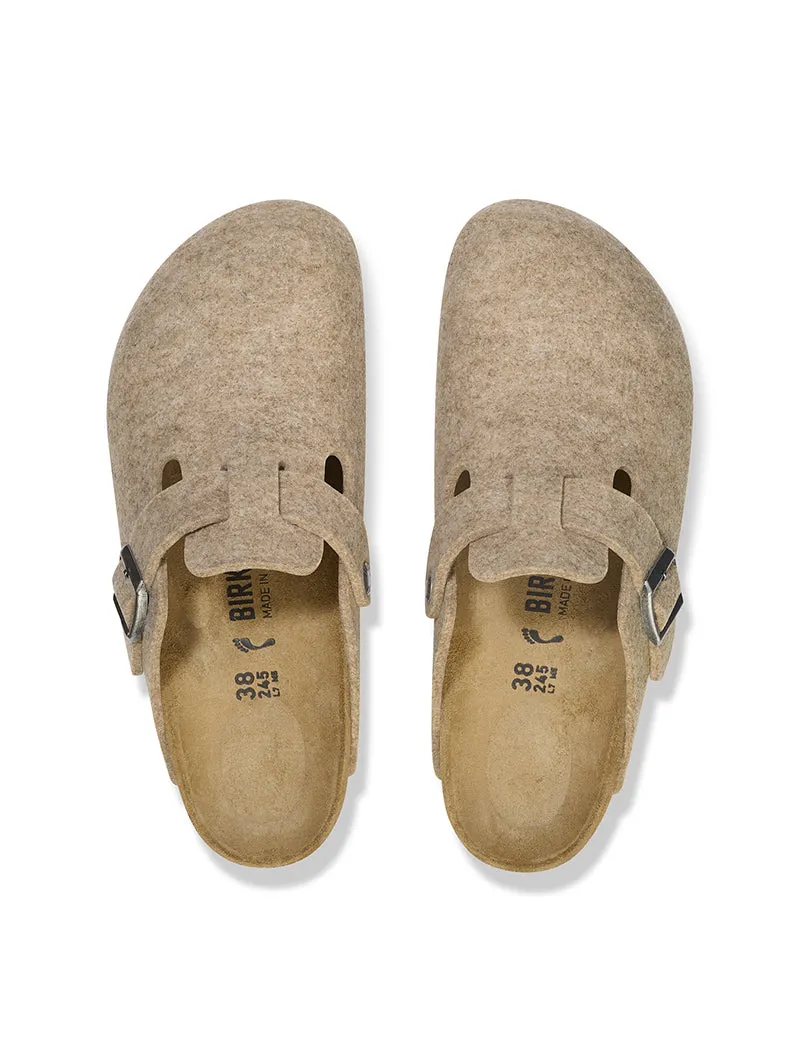 Birkenstock Womens Boston Narrow Wool Felt Sandcastle