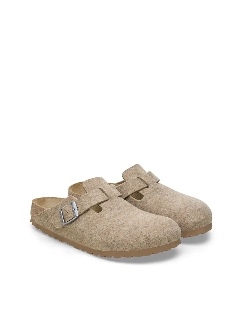 Birkenstock Womens Boston Narrow Wool Felt Sandcastle