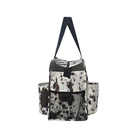 Black Cowhide NGIL Zippered Caddy Organizer Tote Bag