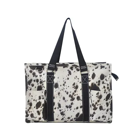 Black Cowhide NGIL Zippered Caddy Organizer Tote Bag