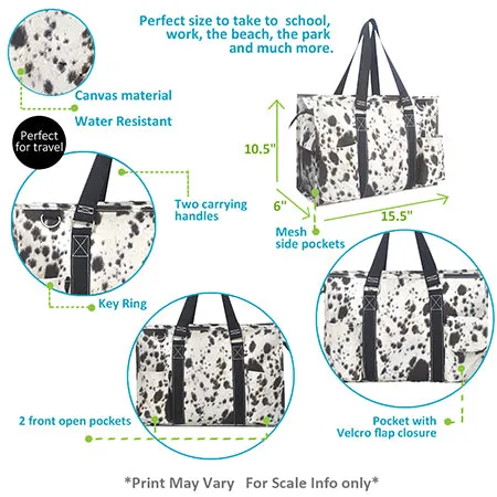 Black Cowhide NGIL Zippered Caddy Organizer Tote Bag