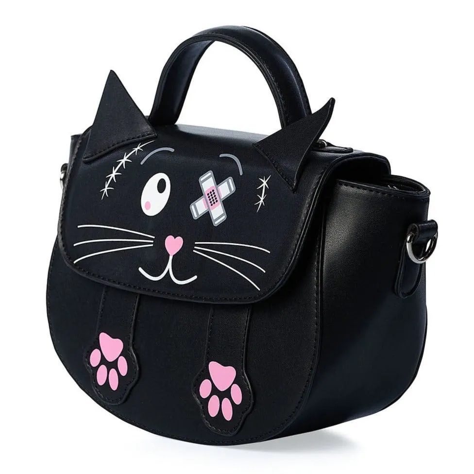 Black Printed Cat Handbag