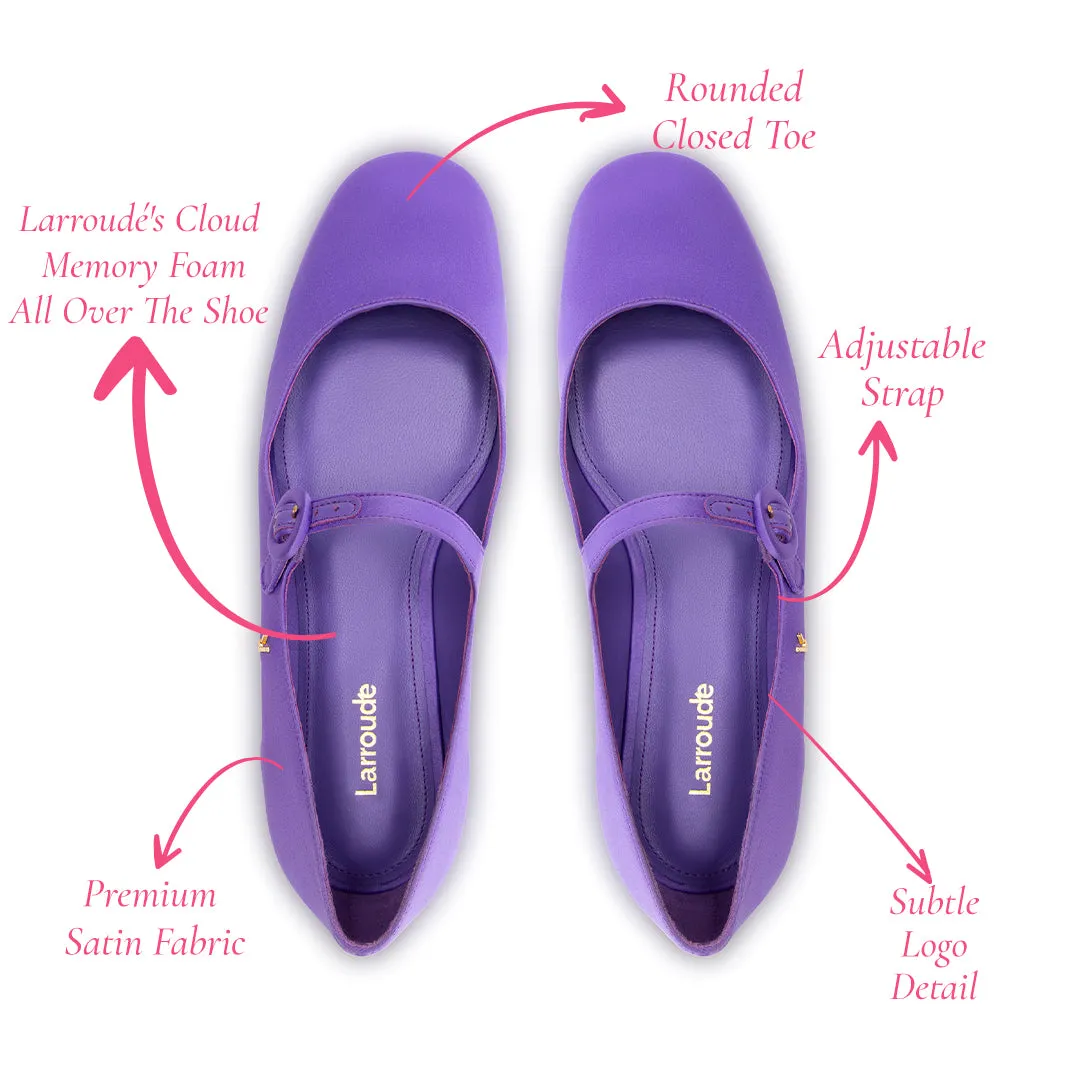 Blair Ballet Flat In Violet Satin