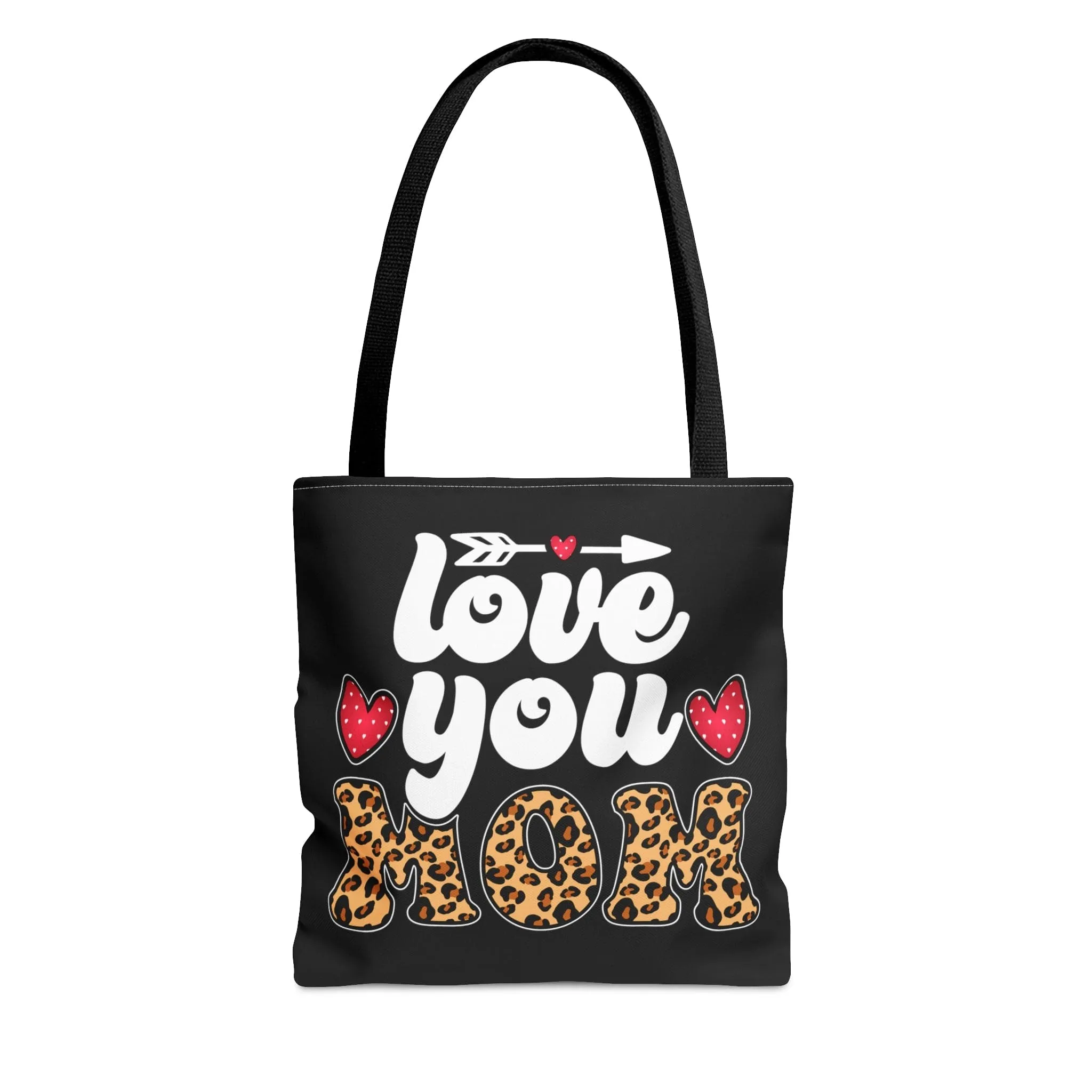 Canvas Tote Bag Love You Mom Leopard Print