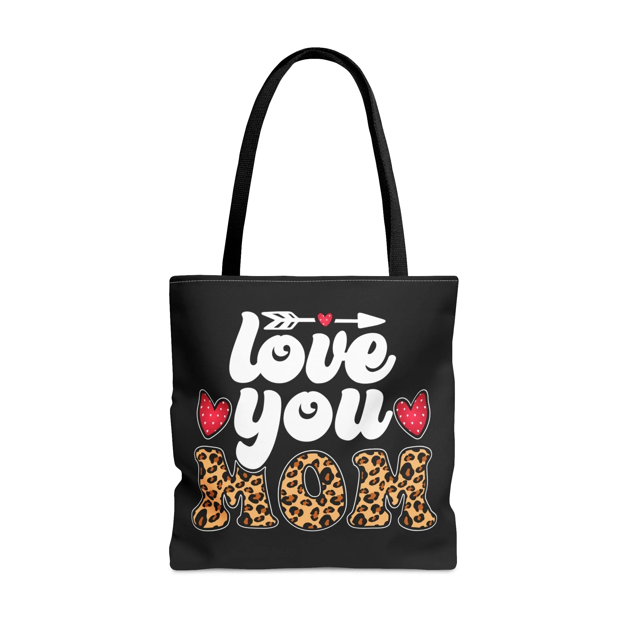 Canvas Tote Bag Love You Mom Leopard Print