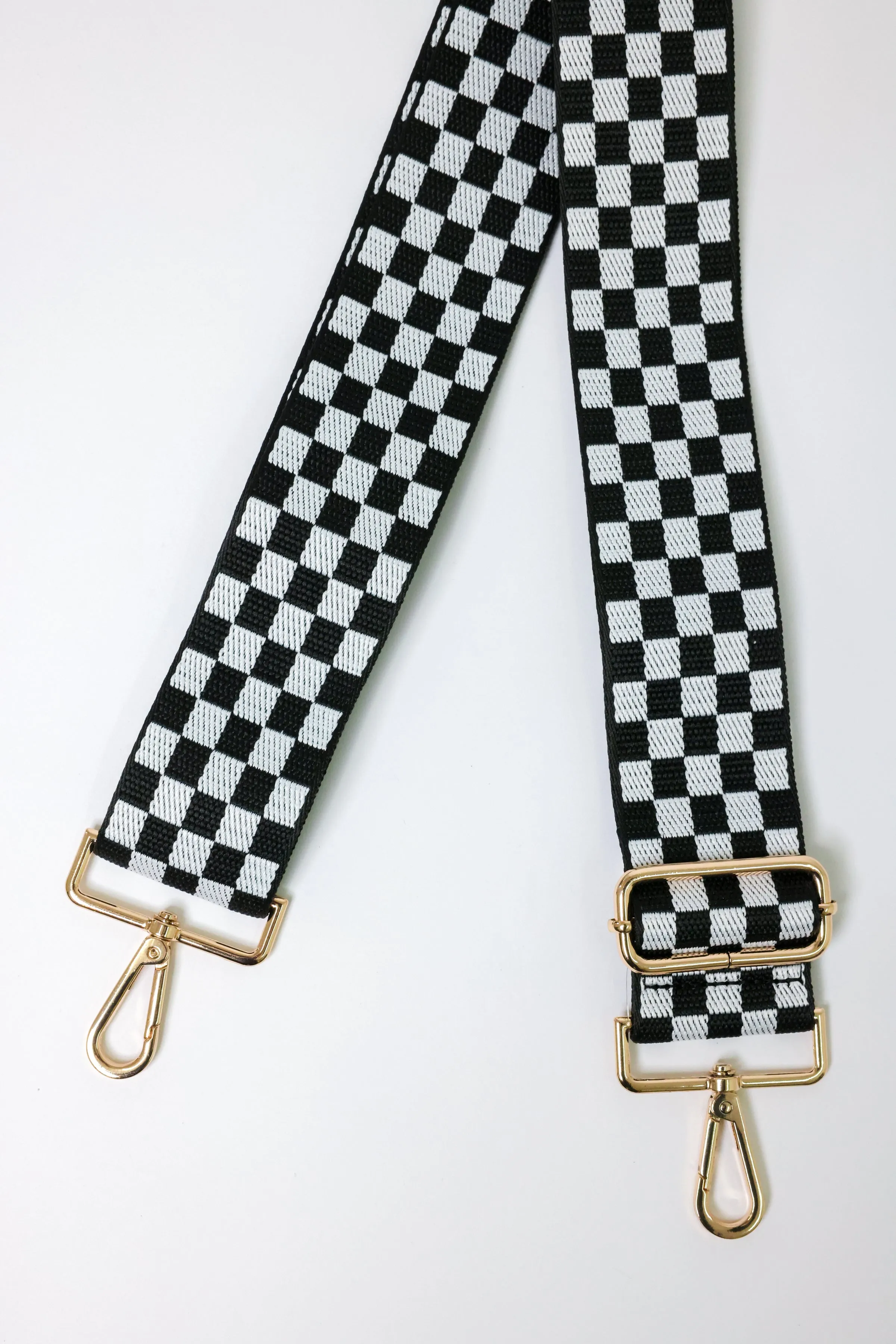 Checkerboard Black White Bag Strap