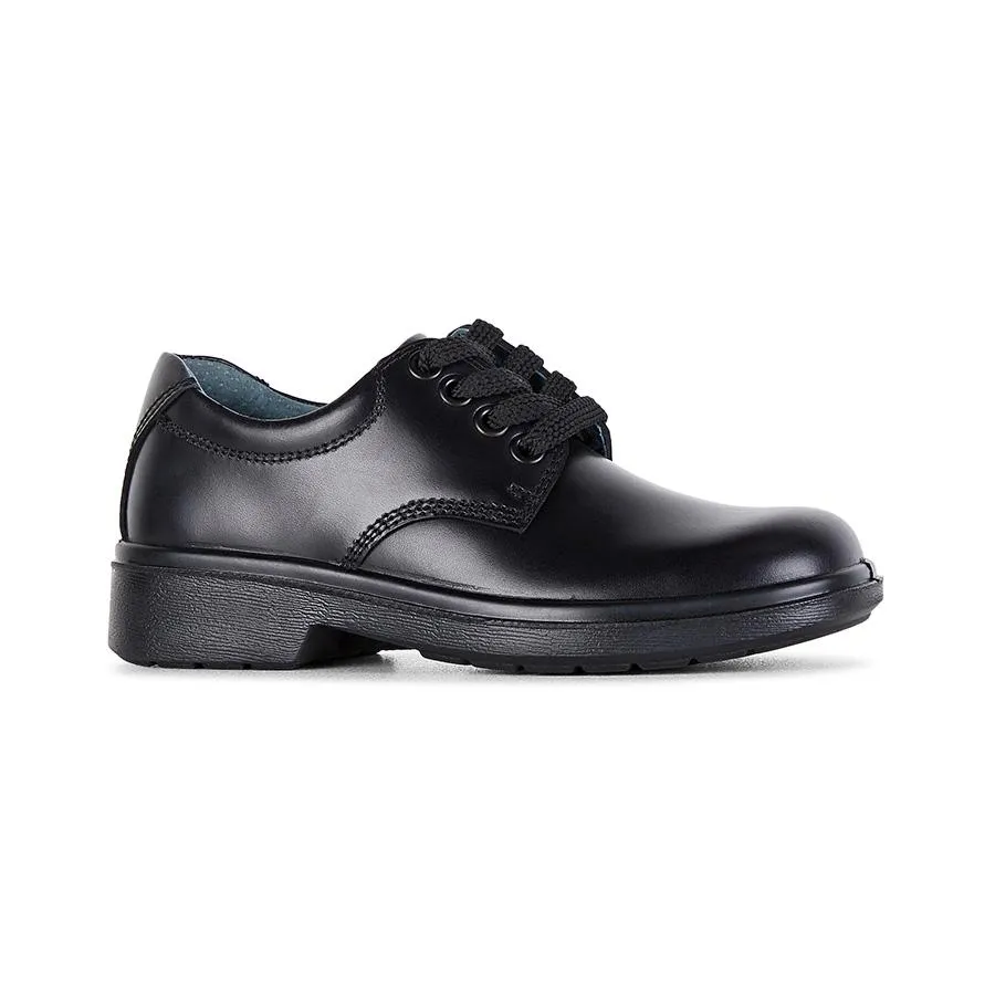 CLARKS JUNIOR DAYTONA TRIPLE BLACK LEATHER SHOE (WIDTH E)