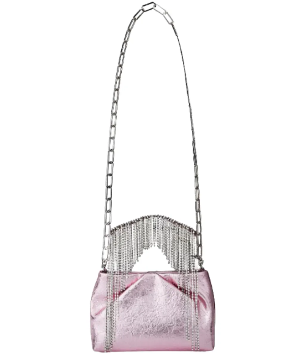 Cruz Crystal Fringe Crossbody Bag Pink