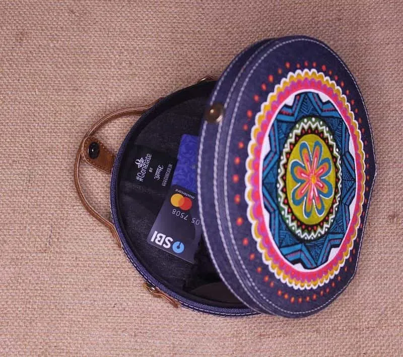 Denim Mandala Hand-painted Sling Bag for Women