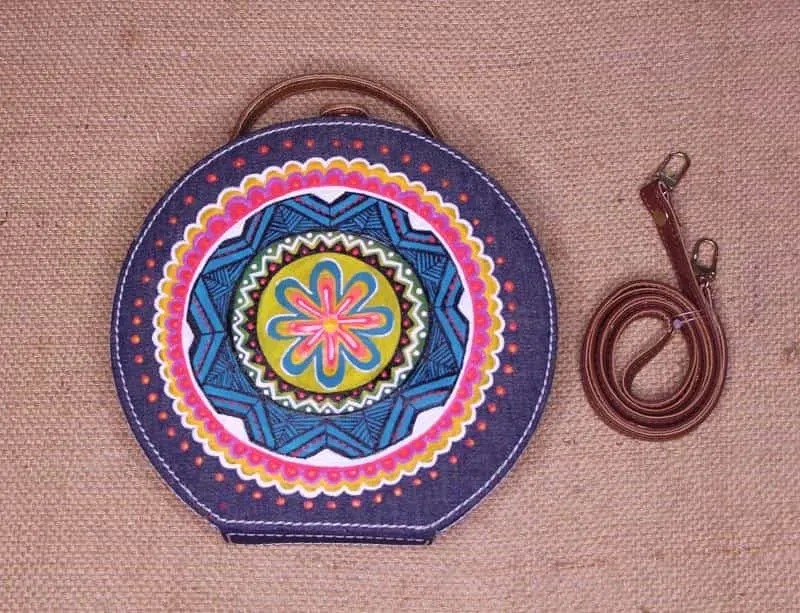 Denim Mandala Hand-painted Sling Bag for Women