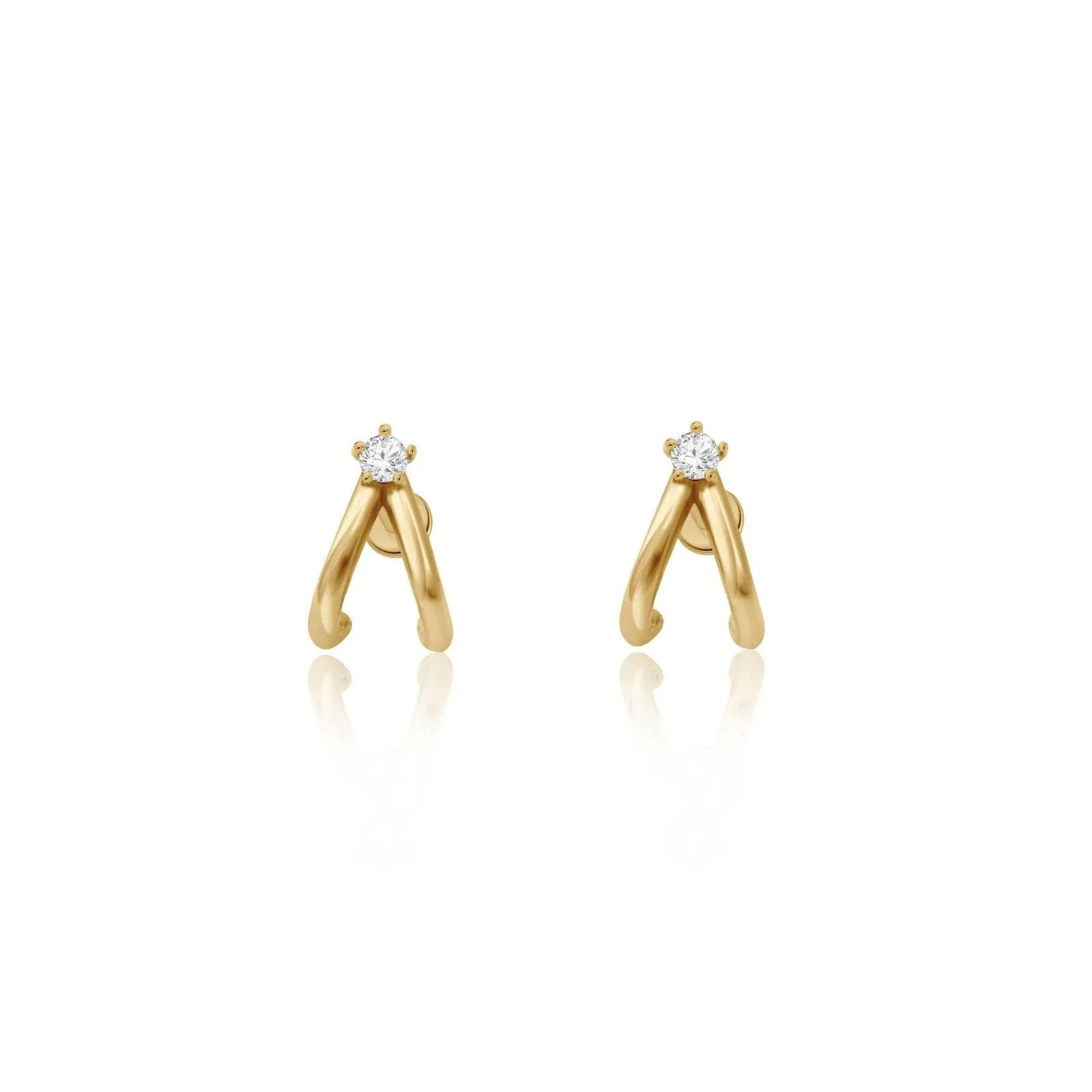 Diamond Double Suspender Flat Back Earring