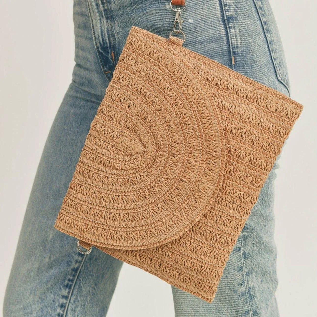 Eden Straw Crossbody/Clutch - Taupe