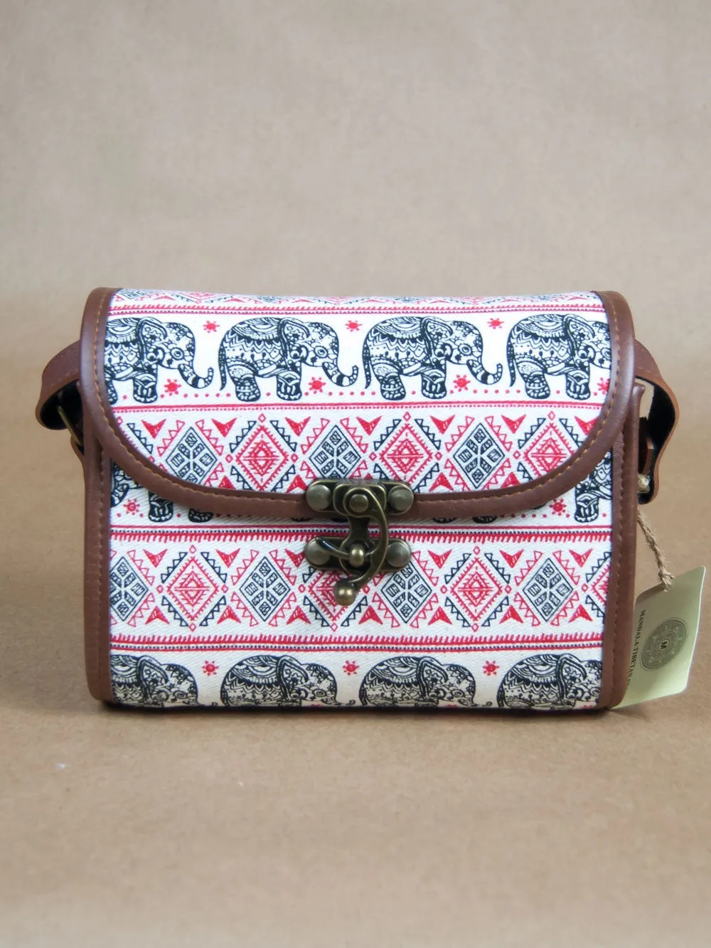 Elephant Canvas Leather Satchel