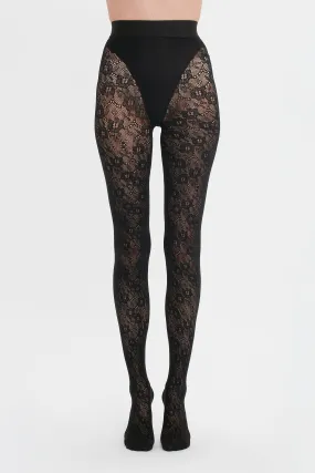 Exclusive VB Monogram Lace Tights In Black