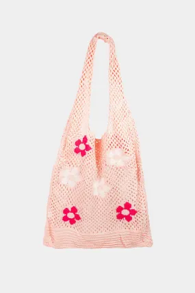 Fame Flower Pattern Knitted Tote Bag