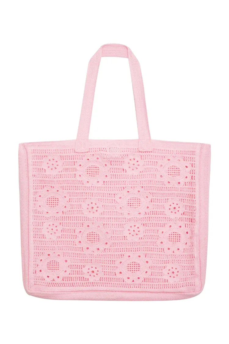 Frankies bikinis x PAMELA ANDERSON Lola Crochet Tote Bag - Pink Dream