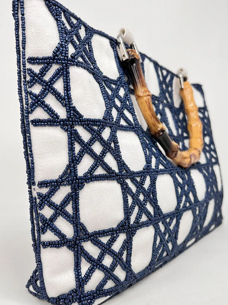 Gabriella Hand-Beaded Bag, Bamboo Handle