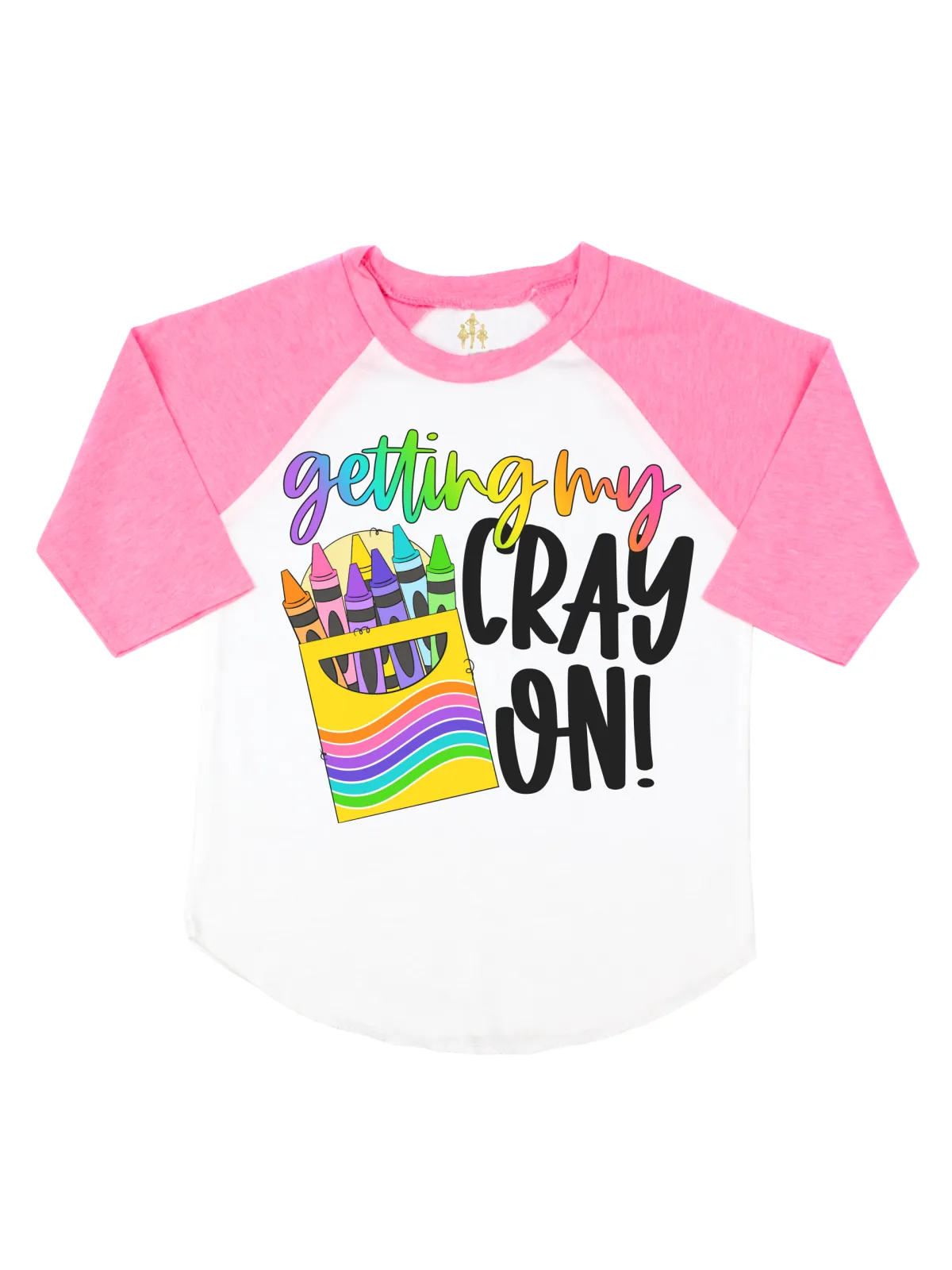 Getting My Cray On Kids Pink & White Raglan T-Shirt