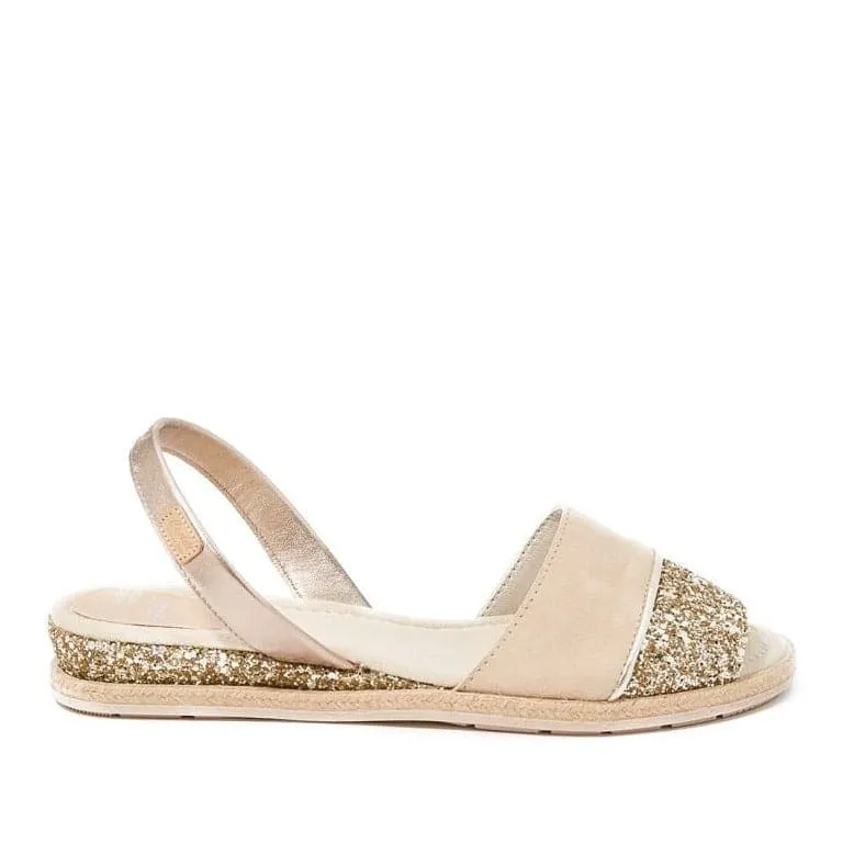 Glitter Cushioned Leather Menorcan Sandal For Women - Dora Cuna 1738